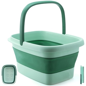 Bassin de bain de pieds pliable pour trempage des pieds, seau à linge en plastique pliable avec poignées, massage des points d'acupression - Product Image 1