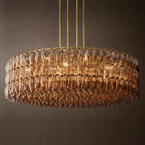 61" American Round Chandelier Retro High Quality Smoke Glass Pendant Lamp Modern Hotel Italian Design Big Luxury Chandelier - Product Image 2