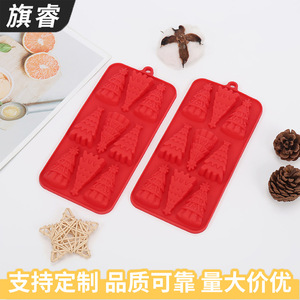 Christmas Tree Silicone Mold 6 Cavity Red Baking Chocolate Candy Mold Cake Tools - Product Image 2