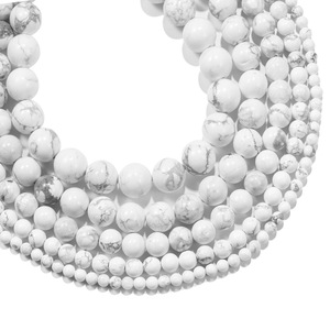 Perles de turquoise blanche naturelle, pierres rondes en vrac de 4, 6, 8, 10, 12mm pour la fabrication de bijoux - Product Image 1