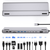 Hub USB 14 en 1 de Alta Calidad, Estación de Acoplamiento y Hub USB Tipo C 3.0 Multipuerto, Adaptador Compatible con VGA y PD para Laptop