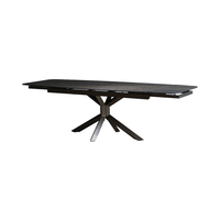 Meubles de salle à manger modernes et luxueux sur mesure, pieds en métal, plateau en céramique, verre trempé, table pliable 8 places