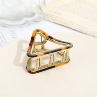 Pince à cheveux élégante en acétate et métal, petite et triangulaire, motif écaille de tortue vintage, accessoire pour coiffure quotidienne