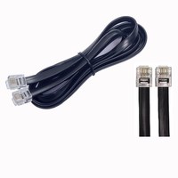 Cable Telefónico Plano CAT 3 RJ12 6P6C de 3 Metros, Color Negro