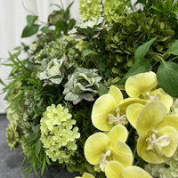 Rangée de fleurs artificielles vert forêt et jaunes pour mariage, longues fleurs au sol, accessoire de toile de fond pour mariage en extérieur