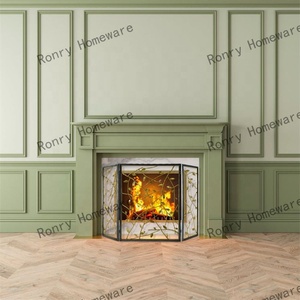 Guard for Living Room Indoor Outdoor Fire Screens for Fireplaces Gold Finished Metal <strong>Firescreen</strong> Handmade Folding - Product Image 3