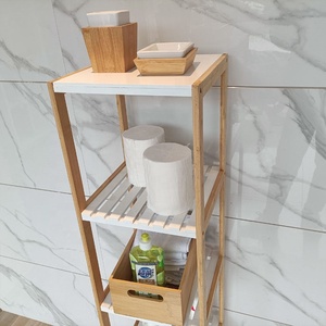 Estante de madera para <span class=keywords><strong>escalera</strong></span> de <span class=keywords><strong>baño</strong></span>, accesorio personalizado multifuncional de bambú, organizador para el hogar, gran oferta - Product Image 6