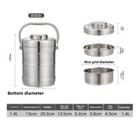 Boîte à lunch isotherme à triple compartiment en acier inoxydable 304 de grande capacité pour étudiants