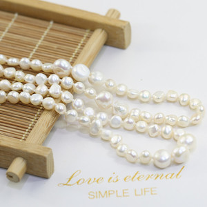 Collar de perlas largas irregulares barrocas de 5mm y 9mm, joyería al por mayor, collar en capas de perlas de agua dulce naturales reales - Product Image 5