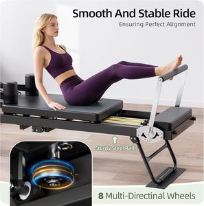 CZFITT Equipo de Entrenamiento de Yoga para el Hogar, Cama de Pilates Plegable con Marco de Acero Negro, Máquina Reformer de Pilates ABS - Product Image 5