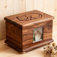 Urna para Mascotas de Madera Maciza con Marco para Fotos, Elegante Caja de Cremación para Cenizas de Gatos, Recuerdo Conmemorativo, Precio de Fábrica, Venta al Por Mayor