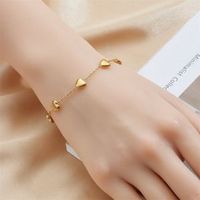 Bracelet à breloques en forme de cœur en acier inoxydable plaqué or 18 carats, bijoux tendance pour anniversaire