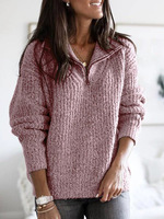 Automne hiver Style européen femmes surdimensionné tricot Cardigan à manches longues décontracté vêtements de détente doux chaud fermeture éclair pull