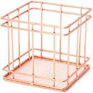 Organizador de Escritorio Cuadrado de Precisión, Acabado en Cobre, Alambre de Hierro, Portaplumas y Lápices de Metal, Material de Acero para Oficina y Escuela - Product Image 1