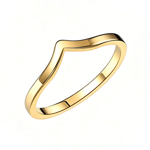 Anillo en V Minimalista Apilable para Mujer, Banda Delgada de Acero Inoxidable Pulido, Tres Tonos, Joyería de Nicho Europea y Americana, Venta al por Mayor - Product Image 5