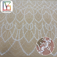Tissu de dentelle africaine écologique pour la mode, dentelle perlée pour mariée, tissu à sequins, dentelle en maille, tissu perlé pour robes de soirée de luxe