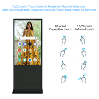 Écran LCD interactif de signalisation numérique sur pied pour intérieur, 49, 55, 65 pouces, personnalisé, 1080P, 500 nits, pour magasin