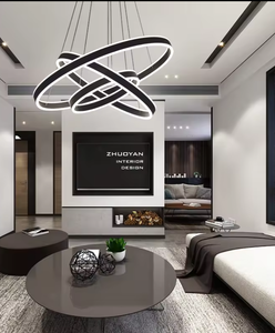 Zeal Lighting Lámpara colgante LED geométrica redonda Diseñador Hotel Candelabro de metal para cocina Comedor para el hogar o la oficina - Product Image 3