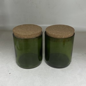 Tùy Chỉnh Sang Trọng Cắt Rượu Vang Chai Màu Xanh Lá Cây Nến Container Lọ Thủy Tinh Với Gỗ Có Nắp Đậy 10Oz 300Ml Vòng Nến Chủ Lọ Thủy Tinh - Product Image 3