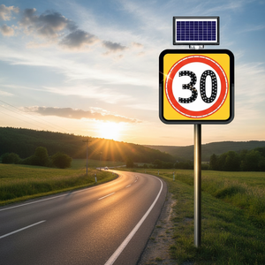 Señal de Tráfico Reflectante con Energía Solar de 60 x 60 cm, Señal de Advertencia de Velocidad Máxima de 30 km/h para Carreteras - Product Image 3