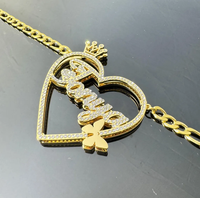Collier en forme de cœur avec chaîne Fegaro, personnalisé avec un nom, couronne, papillon, strass, pour couple, QIUHAN OEM/ODM, Saint-Valentin