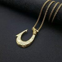 Collier pendentif hameçon hawaïen Maori Tribal Maui hameçon pendentif hameçon hawaïen