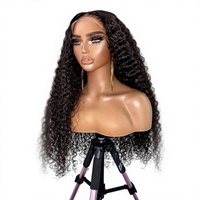 Perruque frontale complète sans colle HD en cheveux humains vierges brésiliens Remy, pré-coupée, pour femmes noires, bouclée crépue longue et volumineuse