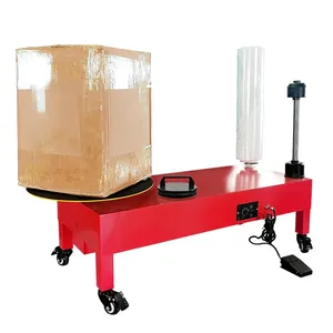 Lage Tafel Plastic Folie Verpakkingsmachine Pe Stretch Film Krimpfolie Pallet Wrapper Carton Semi-Automatische Wikkelmachine