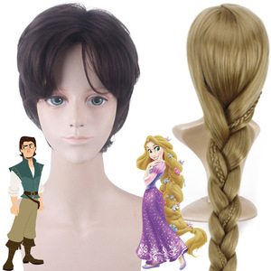Perruque queue de cheval tressée blonde de 48 pouces, vente en gros, perruque synthétique extra longue, princesse <span class=keywords><strong>Raiponce</strong></span> et prince Flynn Ryder, perruque de cosplay d'anime - Product Image 1