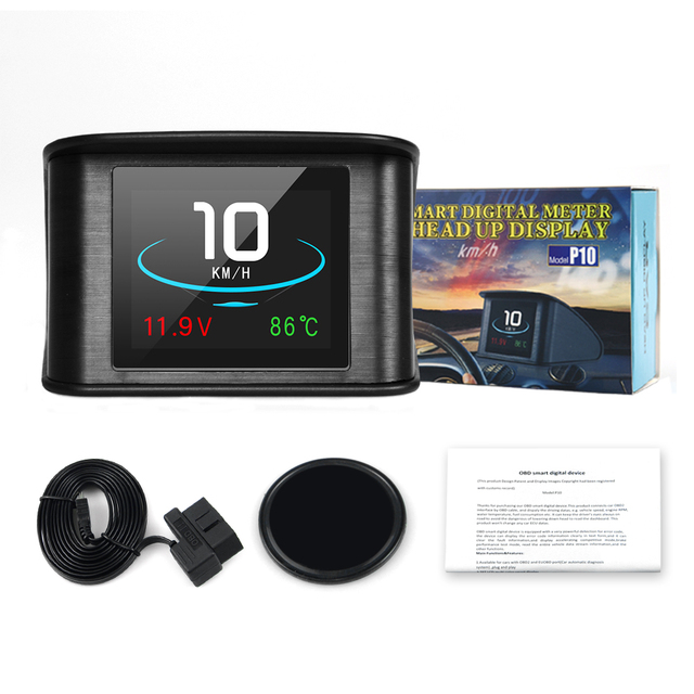 Universal P10 Head up Display HUD Speedometer OBD Smart Digital Overspeed Alarm Engine Fault Code Car Navigator Car Safely