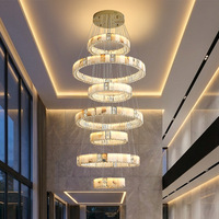 Lustre en cristal K9 d'albâtre naturel, luminaire suspendu moderne de luxe en marbre avec LED pour villa, escalier, plafond haut