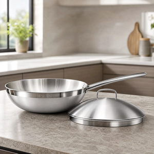 <span class=keywords><strong>Wok</strong></span> de Titanio Puro de Grado Médico 99.9% Directo de Fábrica con Tapa Abombada, Mango Largo, Sin Recubrimiento, Utensilios de Cocina Saludables OEM - Product Image 5