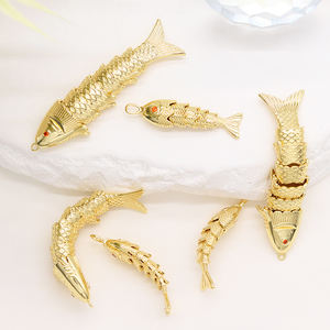 Penjualan laris liontin ikan mas berlapis emas ornamen ikan ayun dapat disetel dengan liontin ikan artikulasi Aksesori pembuatan perhiasan - Product Image 1