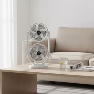 Ventilateur de table électrique rechargeable USB double tête haute qualité 2026 avec 3 vitesses de vent 360° °   Ventilateur de circulation d'air rotatif pour bureau - Product Image 4