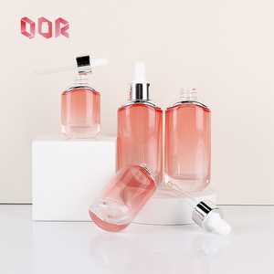 Luxury Skincare Pink Transparent <b>Glass</b> Packaging Cosmetics Essential Oil Dropper Bottle Cosmetics <b>Container</b> With Pump Cap - Product Image 4