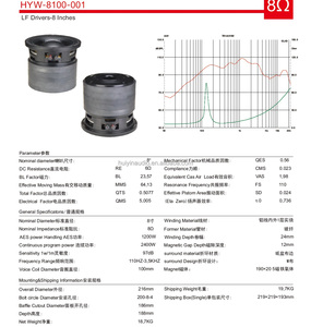 Thiết Kế Mới 8 Inch Loa Siêu Trầm Loa 8100-001 Rms1200w Với 4 Inch Cuộn Dây Bằng Giọng Nói 190Mm Ferrite Nam Châm X5 Y35 Chuyên Nghiệp Woofer - Product Image 6