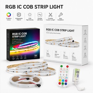 Tira <span class=keywords><strong>de</strong></span> Luces <span class=keywords><strong>LED</strong></span> RGB IC COB, 720 <span class=keywords><strong>LED</strong></span>/m, 5M, 12V, Disponible en Stock, Direccionable, con Efecto <span class=keywords><strong>de</strong></span> Persecución <span class=keywords><strong>de</strong></span> Color, IP20, <span class=keywords><strong>Multicolor</strong></span>, Flexible - Product Image 4