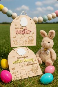 Party Decor <b>Egg</b> <b>Hunt</b> Countdown Sign-Plywood & Acrylic Indoor Hanging Display With <b>Easter</b> Bunny Visits Message - Product Image 3