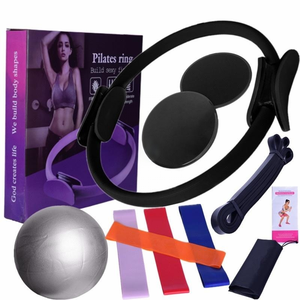 Essenziali palestra donna Pilates & <span class=keywords><strong>Yoga</strong></span> Kit allenamento a casa con palla Comfort e fascia di resistenza 8 Figure per Stretching - Product Image 2