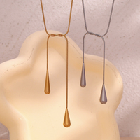 Collier long en chaîne goutte d'eau plaqué or pour femmes, collier en acier inoxydable doré