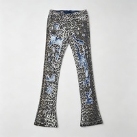 SOONREE Jeans slim évasés pour hommes à motif abstrait, pantalon en denim imprimé texturé pour les marques de streetwear de boutique