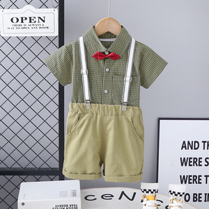 Costume d'été pour enfants Boys 2025 nouveau <span class=keywords><strong>short</strong></span> à manches courtes <span class=keywords><strong>avec</strong></span> bretelles petit costume mode - Product Image 2