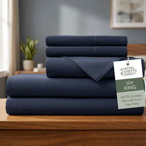 Hotel <b>Sheets</b> Direct Bamboo Viscose <b>Sheets</b> Set Twin XL Navy Blue Cooling Silky Soft Moisture-Wicking & Hypoallergenic - Product Image 2