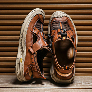 Sandalias de Cuero Genuino para Hombre, Casuales, para Conducir, Antideslizantes, de Suela Blanda, Ligeras, Transpirables y de Secado Rápido, para Primavera, Verano e Invierno - Product Image 3
