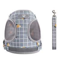 Harnais réfléchissant à carreaux en polyester pour chat et chien, style gilet, avec laisse respirante pour promener les chiens