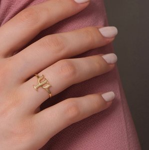 Ins moda 316 L Acero inoxidable Pvd 18K chapado en oro psicología letra griega anillo hermandad Psi anillo regalo mujeres hombres - Product Image 4