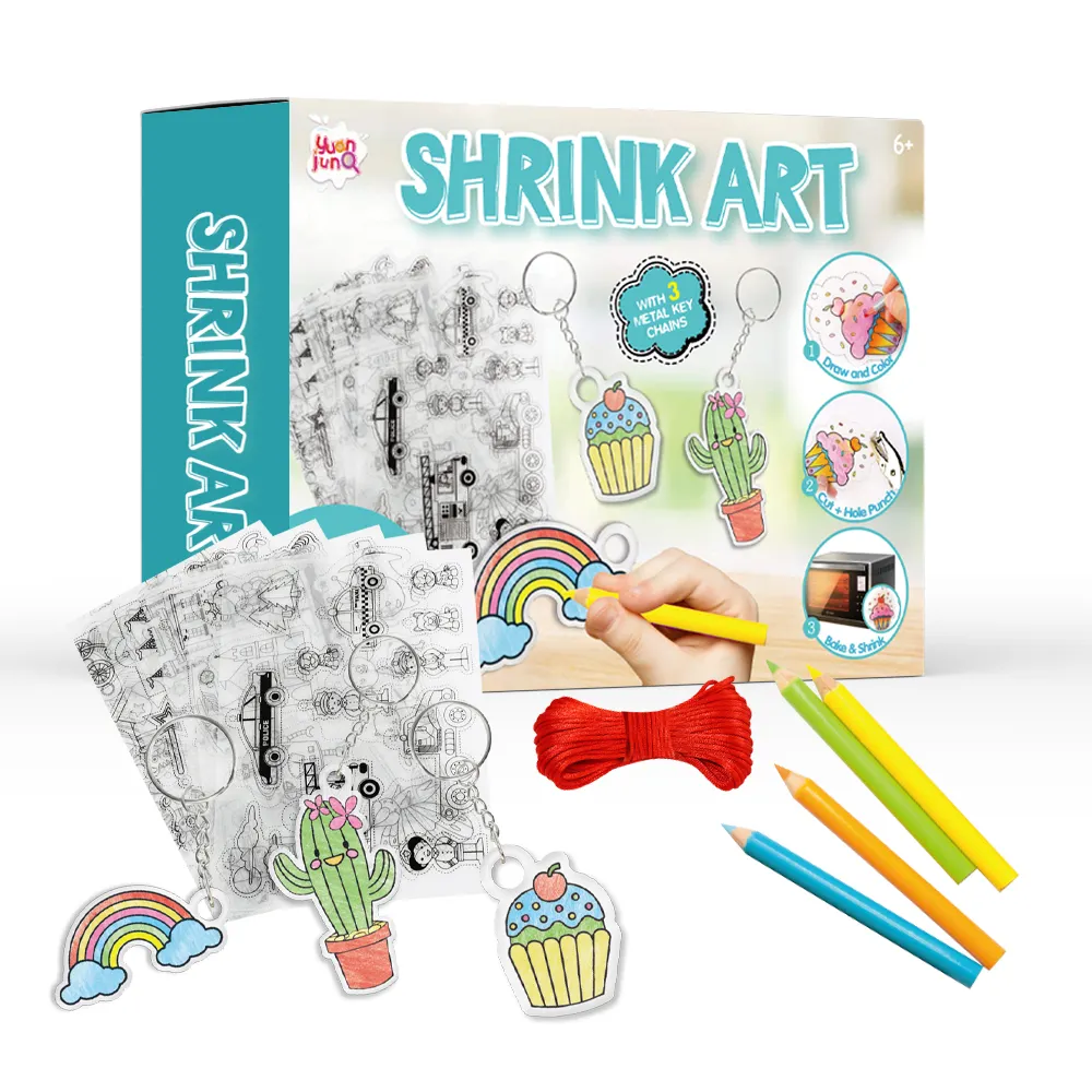 Craft Keychains Kids DIY Toys Shrinky Dinks Sheet Plastic Shrink Art Kit With Pattern