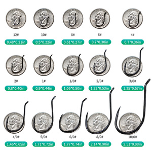 OEM ODM 12 # Hameçon en acier à haute teneur en carbone -10/0 avec ardillon et anneau pour la pêche en mer et en rivière, accessoires de pêche - Product Image 2