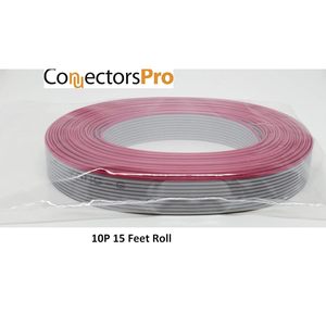 Conectores Pro, Cable Plano de 10 Pines, 15 Pies, Espaciado de 2.54 mm, Gris, Calibre 28, Conector FFC FPC, 300 V - Product Image 4