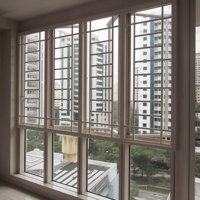 Système de fenêtres de balcon en aluminium architectural personnalisé, design à grille carrée, fenêtre à battants multi-panneaux pour immeuble de grande hauteur